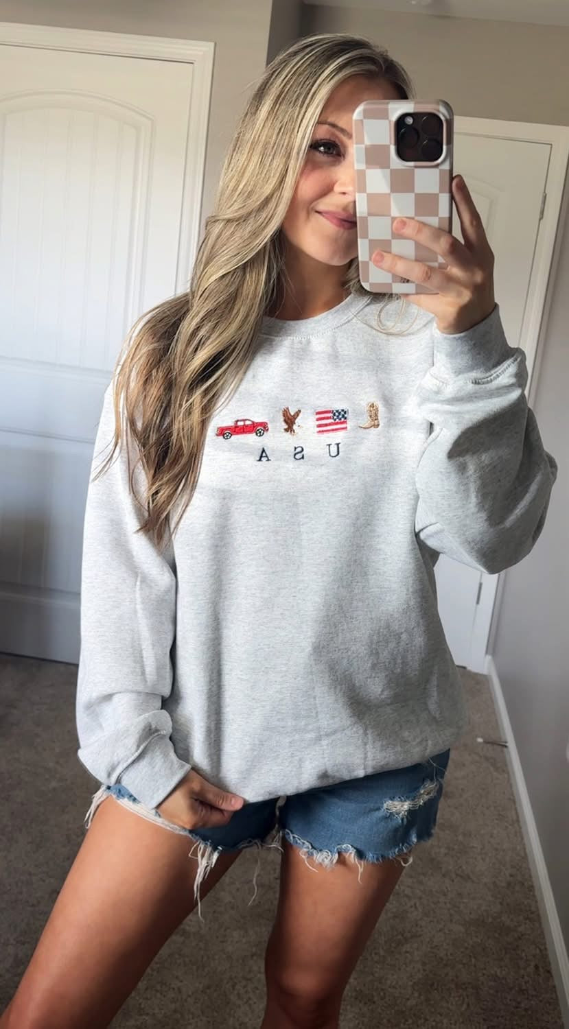 USA Embroidered Crew