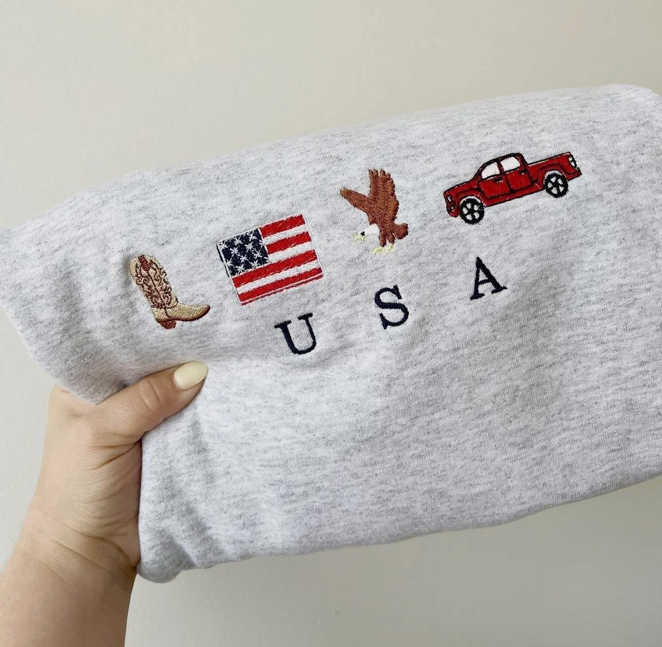 USA Embroidered Crew