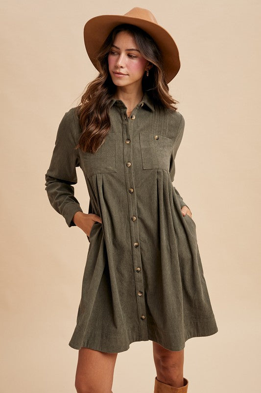 Olive Shirt Dress