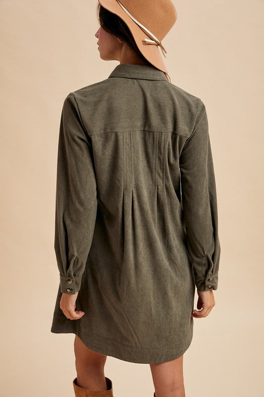 Olive Shirt Dress