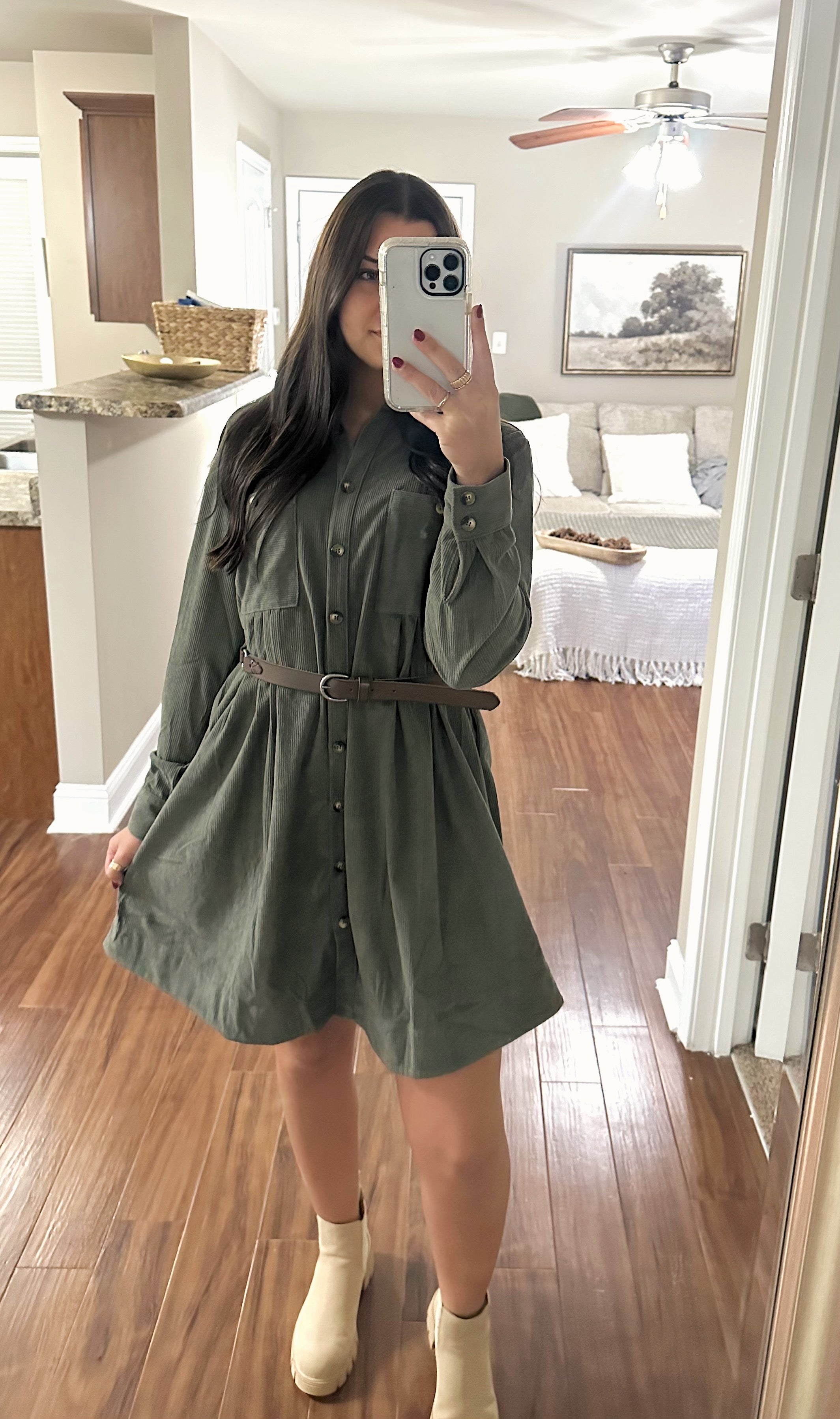 Olive Shirt Dress