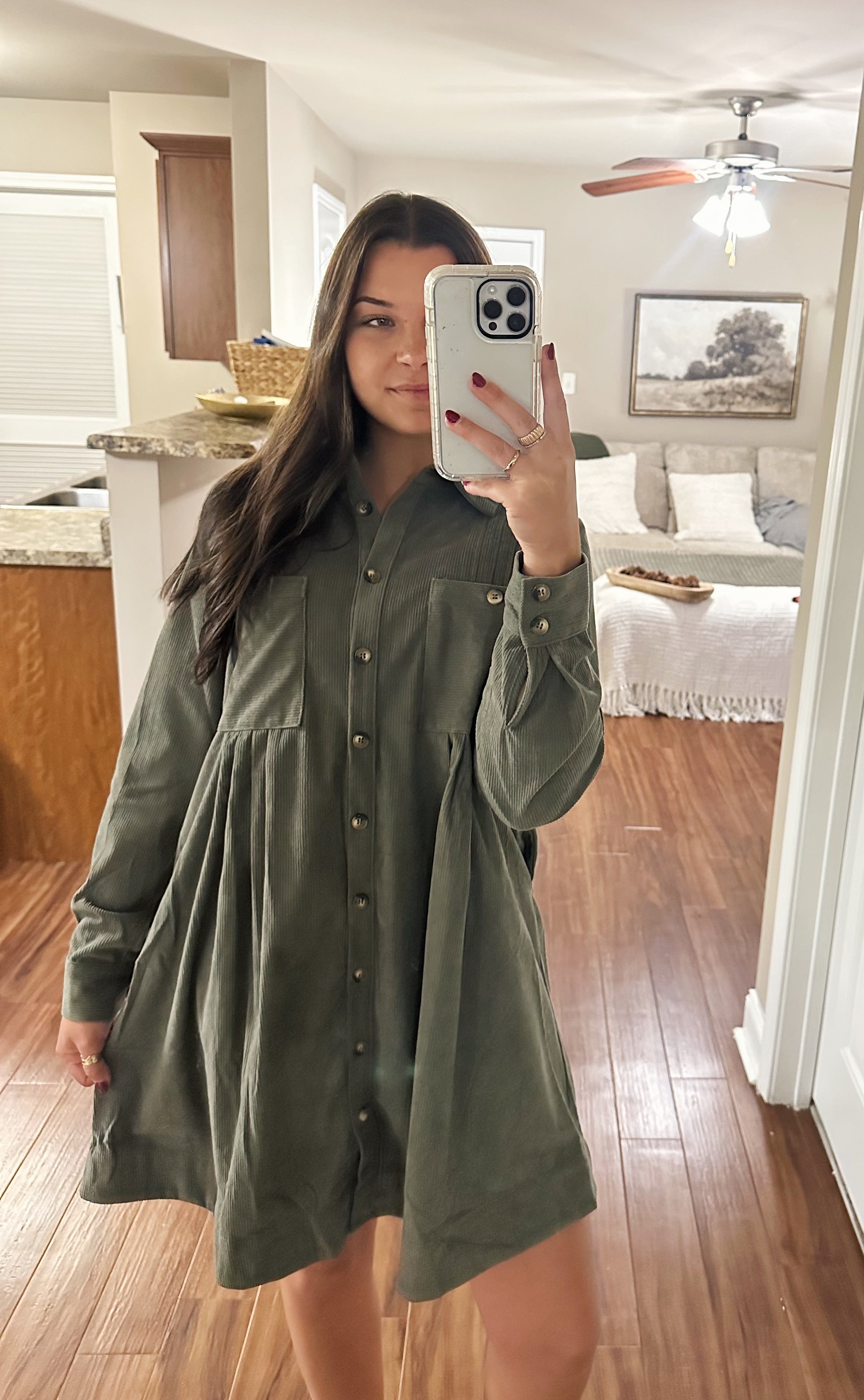 Olive Shirt Dress